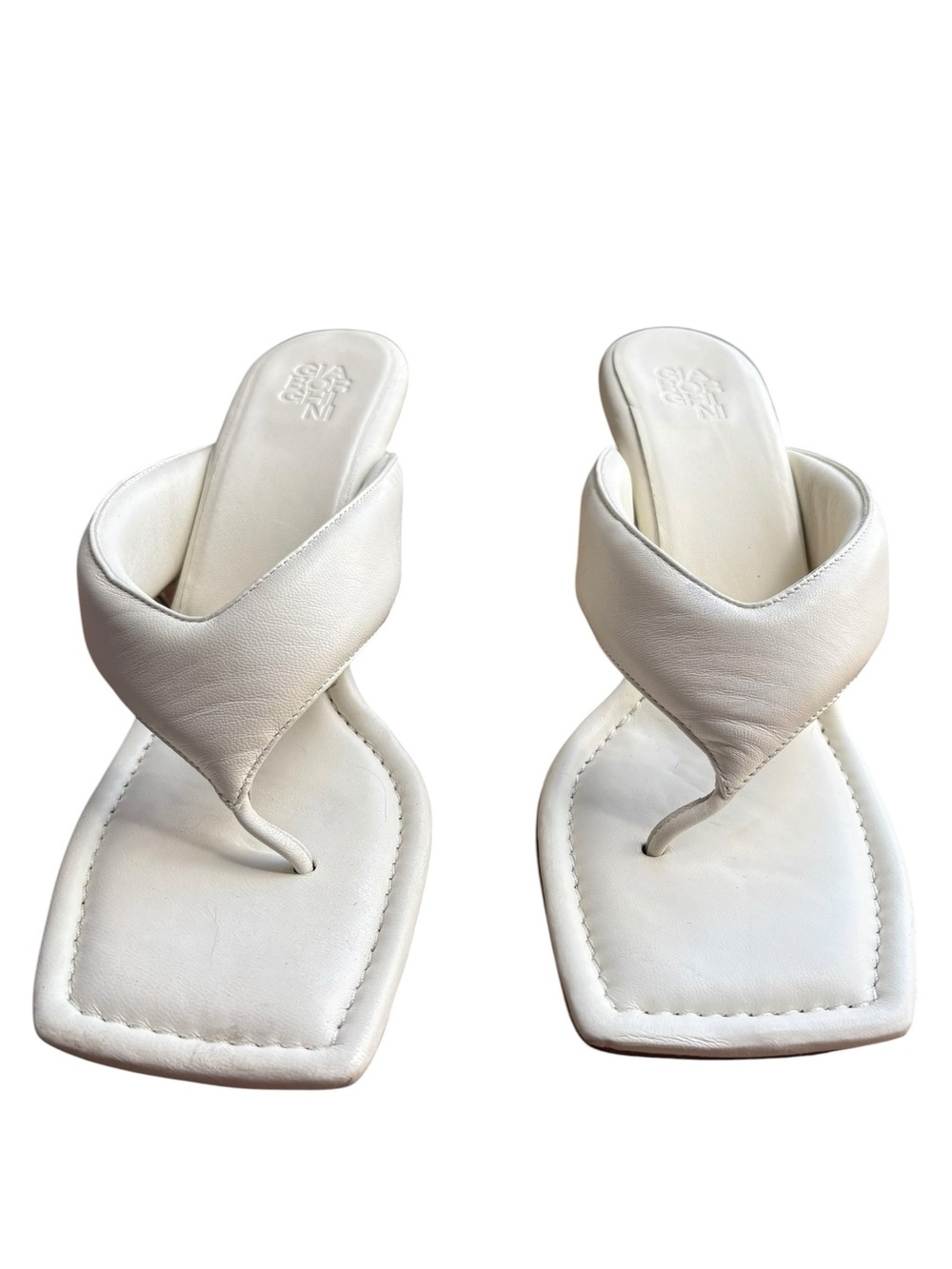 Gia Borghini Gia 6 Ivory Leather Wedge Sandals US 10.5/EU 41 - Picture 2 of 8